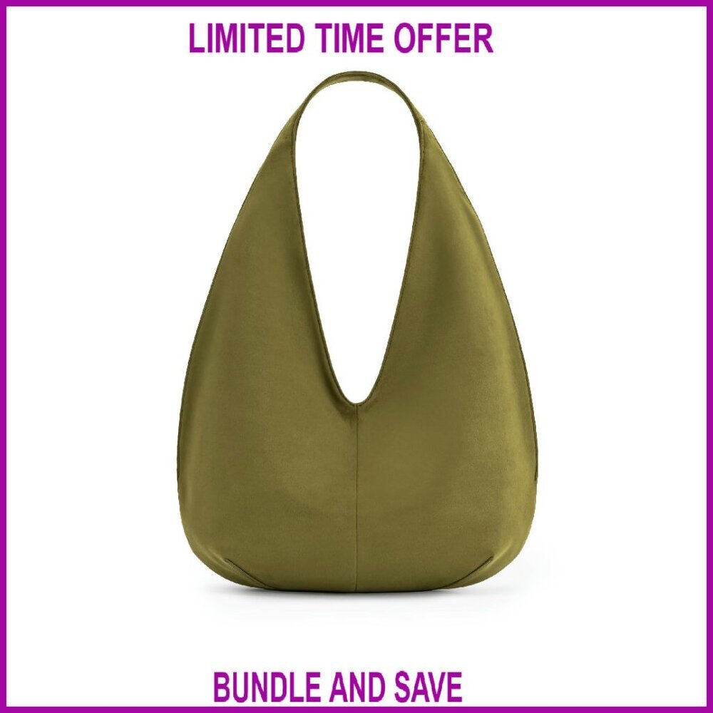 Faux Suede Hobo Bag with Interior Pocket, Fits iPad Pro & Phones